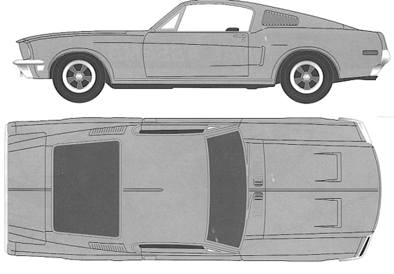 Ford Mustang GT [Bullitt] (1968) - Форд - чертежи, габариты, рисунки автомобиля